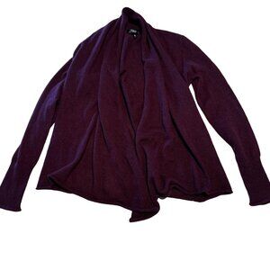 AQUA Maroon 100% Cashmere Draped Open Front Knit Cardigan Women's Large L